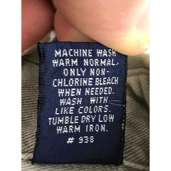 Lands'‎ End Mens Khaki Long Sleeve Pockets Button Up Shirt Size L (16-16.5) - Picture 6 of 9